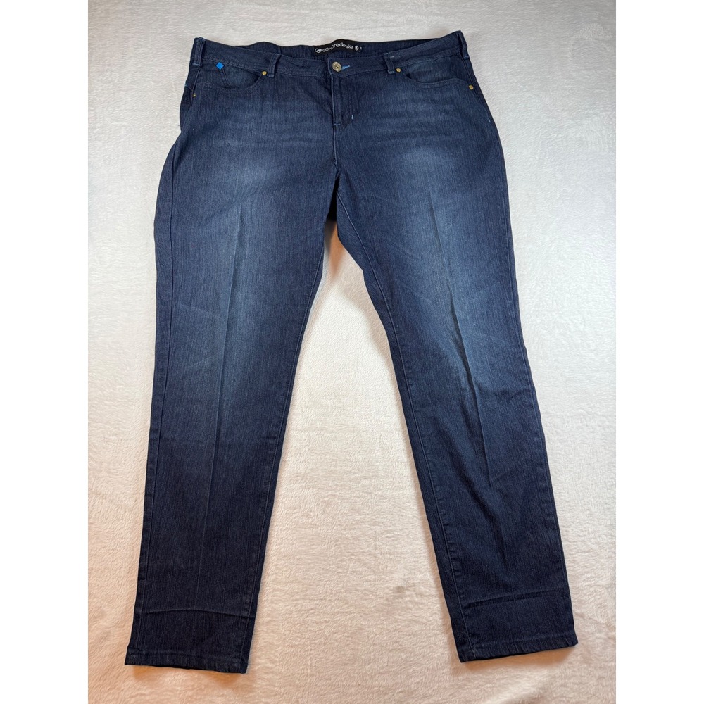 Ecko Red Denim Women Dark Wash Straight Leg Embroidered Jeans Blue Size 22